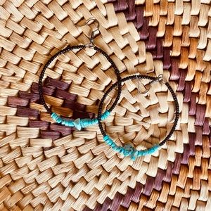 Handmade Black and Turquoise Beaded Earrings